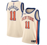 Men's New Yok Knicks #11 Jalen Brunson Cream 2025-26 City Edition Swingman Stitched Basketball Jersey