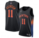 Men's New Yok Knicks #11 Jalen Brunson Jalen Brunson Black 2025 Statement Edition Stitched Basketball Jersey