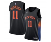 Men's New Yok Knicks #11 Jalen Brunson Jalen Brunson Black 2025 Statement Edition Stitched Basketball Jersey