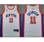 Men's New Yok Knicks #11 Jalen Brunson White 2024-25 City Edition Stitched Basketball Jersey