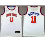 Men's New Yok Knicks #11 Jalen Brunson White Association Edition Stitched Basketball Jersey