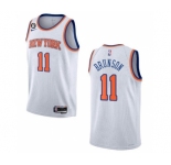 Men's New Yok Knicks #11 Jalen Brunson White With NO.6 Patch Stitched Basketball Jersey