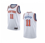 Men's New Yok Knicks #11 Jalen Brunson White With NO.6 Stitched Basketball Jersey