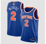 Men's New Yok Knicks #2 Miles McBride Blue 2026 Finals Patch Icon Edition Stitched Basketball Jersey