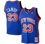 Men's New Yok Knicks #23 Camby  Blue Throwback Stitched Jersey