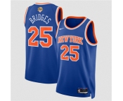 Men's New Yok Knicks #25 Mikal Bridges Blue 2026 Finals Patch Icon Edition Stitched Basketball Jersey