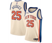 Men's New Yok Knicks #25 Mikal Bridges Cream 2025-26 City Edition Swingman Stitched Basketball Jersey