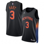 Men's New Yok Knicks #3 Josh Hart Black 2025 Statement Edition Stitched Basketball Jersey