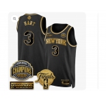 Men's New Yok Knicks  #3 Josh Hart Black Gold 2026 Finals Patch &2026 champions Patch Stitched Basketball Jersey