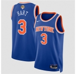 Men's New Yok Knicks #3 Josh Hart Blue 2026 Finals Patch Icon Edition Stitched Basketball Jersey