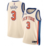 Men's New Yok Knicks #3 Josh Hart Cream 2025-26 City Edition Swingman Stitched Basketball Jersey