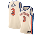 Men's New Yok Knicks #3 Josh Hart Cream 2025-26 City Edition Swingman Stitched Basketball Jersey