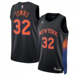 Men's New Yok Knicks #32 Karl-Anthony Towns Black 2025 Statement Edition Stitched Basketball Jersey
