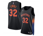 Men's New Yok Knicks #32 Karl-Anthony Towns Black 2025 Statement Edition Stitched Basketball Jersey