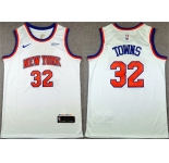 Men's New Yok Knicks #32 Karl-Anthony Towns White 2024 Association Edition Stitched Basketball Jersey