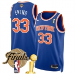 Men's New Yok Knicks #33 Patrick Ewing Blue 2026 Finals Patch And Finals Champions Patch Icon Edition Stitched Basketball Jersey