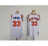 Men's New Yok Knicks #33 Patrick Ewing White Throwback Stitched Jersey