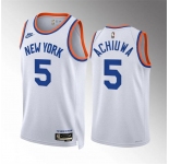 Men's New Yok Knicks #5 Precious Achiuwa White 2021-22 City Edition Stitched Basketball Jersey