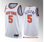 Men's New Yok Knicks #5 Precious Achiuwa White Association Edition Stitched Basketball Jersey