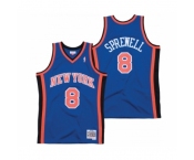 Men's New Yok Knicks #8 Latrell Sprewell 1998-99 Royal Throwback Stitched Jersey