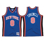 Men's New Yok Knicks #8 Latrell Sprewell Blue Mitchell & Ness 98-99 Road Swingman Stitched Jersey