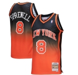 Men's New Yok Knicks #8 Latrell Sprewell  Gradient Black Orange Throwback Stitched Jersey