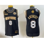 Men's New Yok Knicks #8 OG Anunoby Black Gold 2026 Finals & Eastern Conference Champions Patch Stitched Jersey