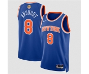 Men's New Yok Knicks #8 OG Anunoby Blue 2026 Finals Patch Icon Edition Stitched Basketball Jersey