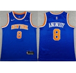 Men's New Yok Knicks #8 OG Anunoby Blue Icon Edition Edition Stitched Basketball Jersey