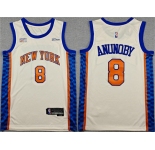 Men's New Yok Knicks #8 OG Anunoby Cream 2024-25 City Edition Stitched Basketball Jersey