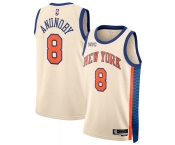 Men's New Yok Knicks #8 OG Anunoby Cream 2025-26 City Edition Swingman Stitched Basketball Jersey