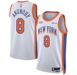 Men's New Yok Knicks #8 OG Anunoby White 2024-25 City Edition Stitched Basketball Jersey