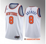 Men's New Yok Knicks #8 OG Anunoby White Association Edition Stitched Basketball Jersey