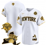 Men's New Yok Knicks Blank White Gold 2026 Finals Patch & EASTERN Patch Stitched Basketball Jersey