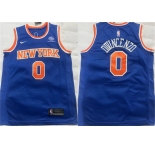 Men's New York Knicks #0 Donte DiVincenzo Blue Stitched Basketball Jersey