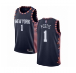 Men's New York Knicks #1 Bobby Portis Authentic Navy Blue Basketball Jersey - 2018 19 City Edition