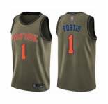 Men's New York Knicks #1 Bobby Portis Swingman Green Salute to Service Basketball Jersey