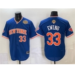 Men's New York Knicks #33 Patrick Ewing Royal 2026 Finals & Eastern Conference Champions Patch Stitched Baseball Jersey