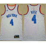 Men's New York Knicks #4 Derrick Rose White NEW 2021 Nike Swingman Stitched Jersey