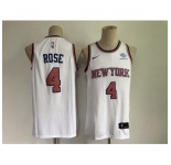 Men's New York Knicks #4 Derrick Rose White Stitched Basketball Jersey