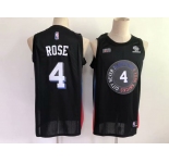 Men's New York Knicks #4 Rose Black Basketball Jersey 2021 New