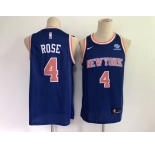 Men's New York Knicks #4 Rose Blue Basketball Jersey 2021 New