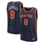 Men's New York Knicks #8 OG Anunoby Navy Statement Edition Stitched Basketball Jersey