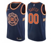 Men's Nike New York Knicks #00 Enes Kanter Authentic Navy Blue NBA Jersey - City Edition