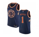 Men's Nike New York Knicks #1 Emmanuel Mudiay Authentic Navy Blue NBA Jersey - City Edition