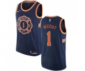 Men's Nike New York Knicks #1 Emmanuel Mudiay Authentic Navy Blue NBA Jersey - City Edition