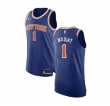Men's Nike New York Knicks #1 Emmanuel Mudiay Authentic Royal Blue NBA Jersey - Icon Edition