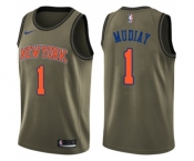 Men's Nike New York Knicks #1 Emmanuel Mudiay Swingman Green Salute to Service NBA Jersey