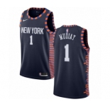 Men's Nike New York Knicks #1 Emmanuel Mudiay Swingman Navy Blue NBA Jersey - 2018-19 City Edition