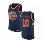 Men's Nike New York Knicks #10 Walt Frazier Authentic Navy Blue NBA Jersey - City Edition